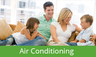 Air Conditioning Button with Family enjoying home comfort